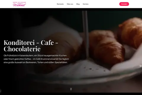 Startseite der Website von Café Krummel in Kaiserslautern