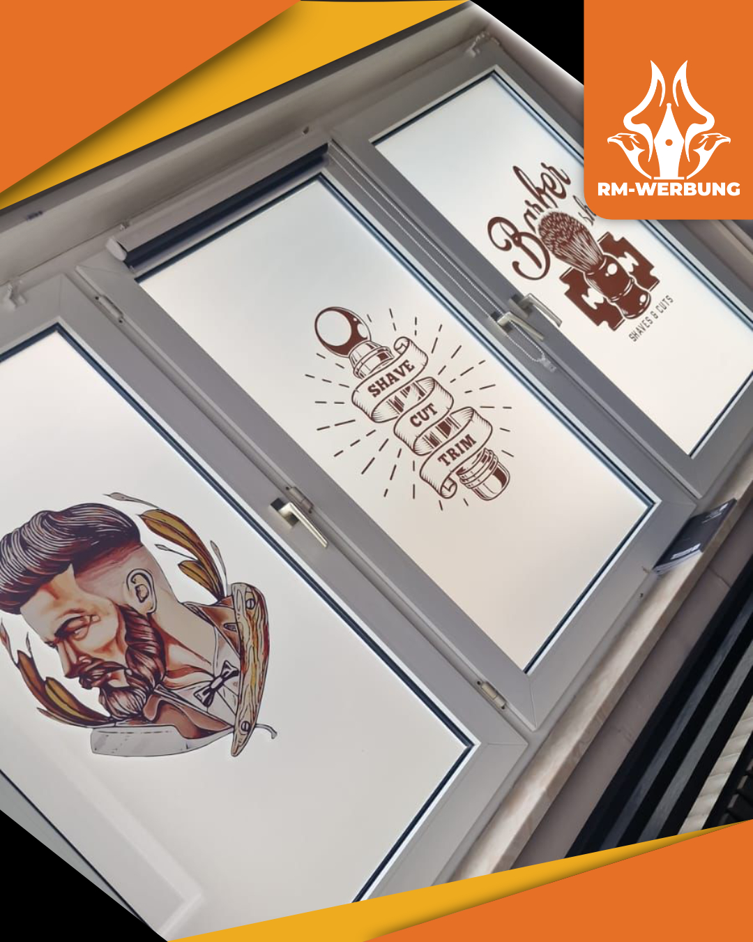 Schaufensterfolierung VIP Barbershop Kaiserslautern RM-WERBUNG